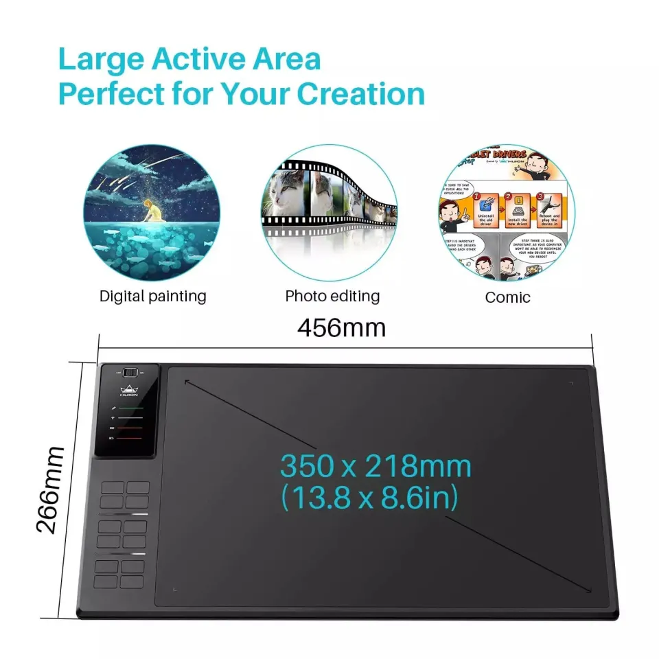 HUION Inspiroy WH1409 V2 Wireless Graphics Drawing Pen Tablet with