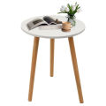 Modern Round Side Table, Small Tables for Small Spaces, Circle Coffee Table with Wood Legs,End Tables for Living Room, Bedroom, Sofa, Office. 