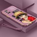 Casing For OPPO A92 4G OPPO A52 4G OPPO A72 4G Luxury Cartoon OnePiece Luffy Camera Protection Phone Case Plating Edges Silicone Soft Cover With Free Lanyard. 