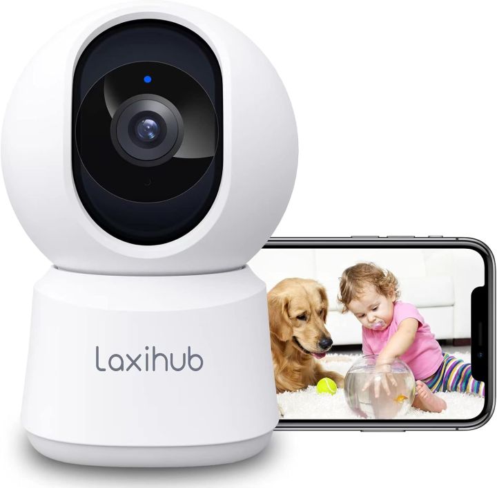 LAXIHUB 360° Coverage Pan Tilt Home Security Camera, 1080p Full HD Indoor Camera with Night Vision & Two-Way Audio, Smart Baby Monitor, Pet Camera with Phone App, Motion Sound Detection