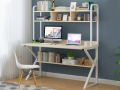 Computer Tables, Metal Frame Wood Home Office Table with 4 Tier DIY Storage Shelves - Laptop PC Desktop Table Study Workstations. 