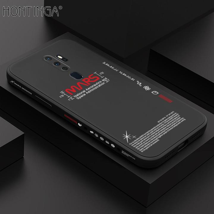 Hontinga for OPPO A5 2020 / A9 2020 Case New NASA Design Side Design Phone Case Square Edge Pattern Liquid Silicone Cases Full Cover Camera Soft Protection Case