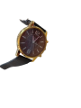 Gold Trimmed Brown Dial Watch with Faux Leather Strap – Elegant Analog Wristwatch for Men & Women | Stylish Round Face with Gold Accents and Durable Brown Faux Leather Band | Lightweight, Comfortable & Perfect for Formal Wear, Office, Daily Use & Gifting. 