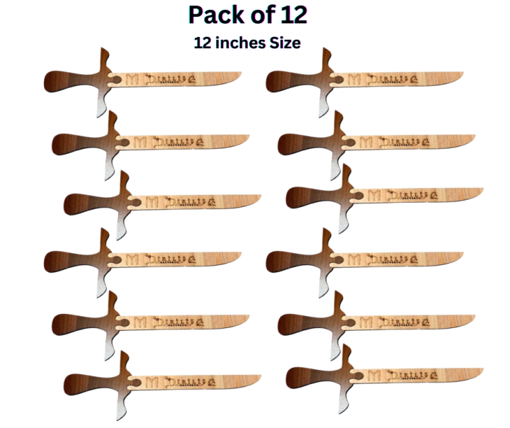 Pack of 12 Ertugul Ghazi Swords IYI, Collection and Action Toys-Ertugrul Sword-Toy for Kids, Ertugrul Talwar, Ertugrul Knife, Ertugrul Fighting Knife, Dirilis Ertugrul Toys - 12 Inches Wooden Sword