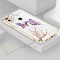 Casing Huawei y7 2019 y7 prime 2019 y7 pro 2019 Phone Case Plating Straight Edge Silicone Phone Case Beautiful Butterfly design with Tassel Lanyard. 