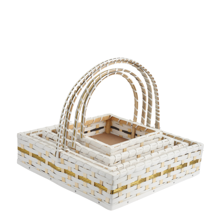 4 Pcs | Square Shaped wooden Basket Set | For | Home Decoration | Weddings, Engagements, Shadi, Nikkah, Mendhi | Party Supplies, Gifts, Indoor & Outdoor Festival & Events |
