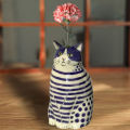Dotted Cat Vase Aable Cartoon Kitten Flower Vase for Real Dried Flowers Cute Desktop Decoration for Indoor Plants Resin Floral Holder for Floral Arrangement Container. 