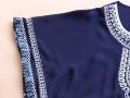 Navy Blue Embroidery Poncho Style Shirt For Women. 