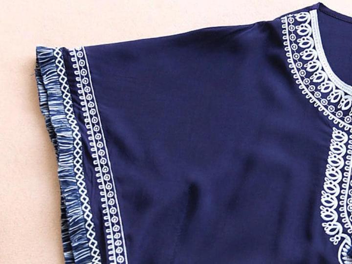 Navy%20Blue%20Embroidery%20Poncho%20Style%20Shirt%20For%20Women%20-%20Image%204