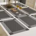 6//8/10 Set Table Mat & Table Runner Set | Heat Resistant, Stain Resistant, Washable PVC Woven Placemats for Dining Table | Table Mat Size 12x18 Inch, Runner Size 12x56 Inch. 