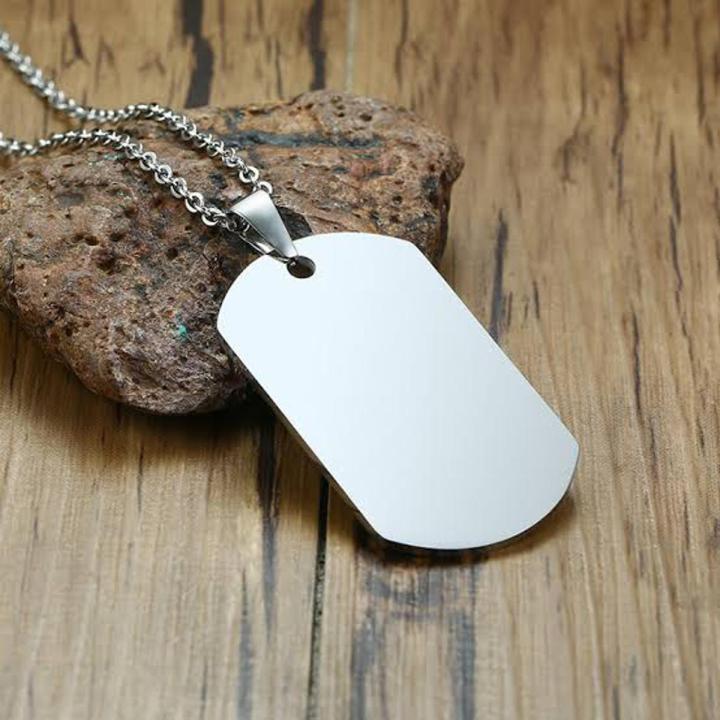 Plain Silver Black Stainless Steel Dog Tag Chain Pendant