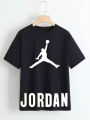 Black Jordan Half Sleeve Digital Printed Cotton T Shirt For Men. 