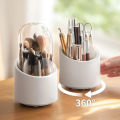 Plastic Rotating Makeup Brushes Storage Box with 7 Compartments Large Capacity Dustproof Pen Holder Vanity School Desk Organizer. 