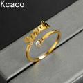 Custom Birthstone Name Rings for Women Stainless Steel Adjustable Zircon Personlized Ring Jewelry Unique Birthday Gifts. 