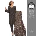 Summer Collection 3P Women Brown Cotton Suit Shirt Full Embroidery Organza Golden Barosha Dupatta SKU: cte026. 