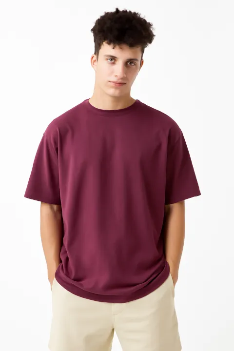 Men’s Oversized Drop Shoulder T-Shirt – Plain Cotton Tee | Loose Fit ...