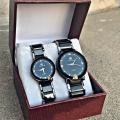2Pcs/Set Couple Watches For Lovers Fashion Luxury Couple Watch Stainless Steel With Free Gift Box. 