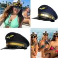 Stylish Captain Hat Pilot Hat Aviation with Badge Adjustable Octagonal Hat. 