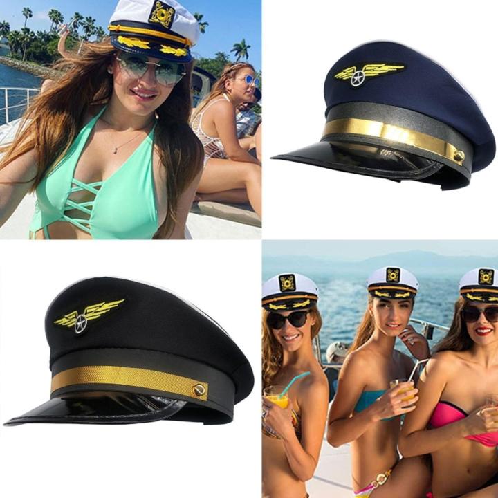 Stylish Captain Hat Pilot Hat Aviation with Badge Adjustable Octagonal Hat