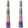Stacking Cups Baby Toy For Kids Educational Set for Toddlers With Printed Animals, Numbers, Colors + Interactive Bear Stackable Nesting Cup For Birthday Gifts. 