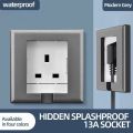 UK wall socket Hidden waterproof socket into the wall 13A 250V 86mm*86mm power socket Wall Power Outlet. 