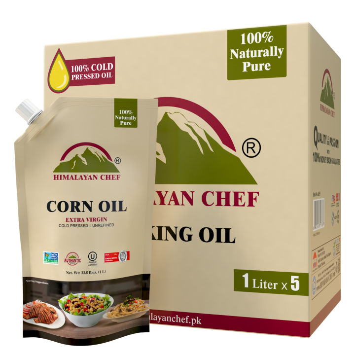 Himalayan Chef Corn Oil - 1x5 Ltr | Extra Virgin Cooking Oil Pure Cold Pressed