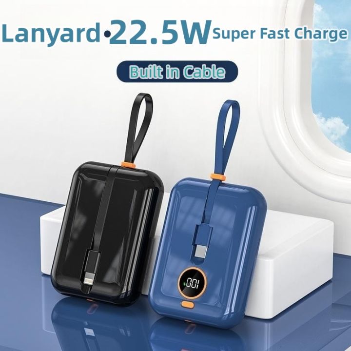 22.5W Super Fast Charging Power Bank 10000mAh for Huawei P40 Mini Powerbank Built in Cable for iPhone 15 Pro max 14 13 12 11 Xiaomi Samsung