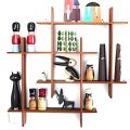 Dual Intersecting Floating Wall rack Wall Décor wooden framework, for Living Room, Wall Mounted racks. 