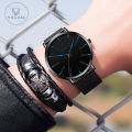 Vocoal Men's Watch Men's Mesh Strap Watch Simple Fashion Big Dial Men's Quartz Watches Trendy High-quality Quartz Watch for Students and Business Men to Wear. 