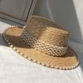 Fashion Women Natural Wheat Straw Hat Ribbon Tie 7cm Brim Boater Hat Derby Beach Sun Hat Cap Lady Summer Wide Brim Protect Hats. 