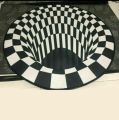 3D Carpet Round Carpet Illusion Whirlpool Non-slip Mat Non-woven Fleece Black White Floor Mat For Living Room. 