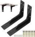 2pcs Heavy Duty Shelf Bracket Industrial Floating Shelf Bracket Max Load 300 Pounds Wall Mounted Metal Shelf Support Right Angle Shelves Brackets, 2 Sizes Available 10 inch, 12 inch. 