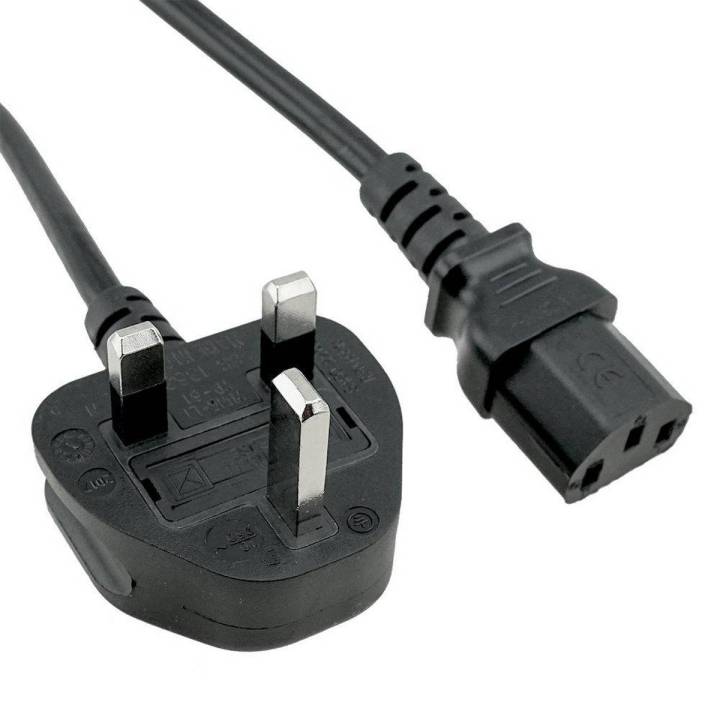 Power Cable for Computer/Monitor  with Fuse BRAND NEW 100% ORIGNAL PRODUCT 8 FEET LONG BLACK , UK PLUG Desktop PC Power Cable with Fuse, 3 Pin IEC C13 Computer Power Lead for TV, Printer & SMPS