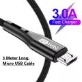 USLION Premium Quality Micro USB Cable - 3 Meter - Fast Charging. 