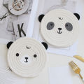 Coaster Anti-skid Cartoon Bear Hand-Woven Cotton Rope Placemat. 