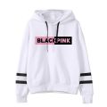 Black pink pullover fleece hoodie for women. 