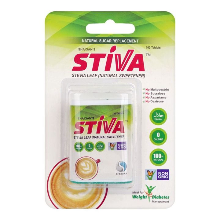 Shaigan's Stiva Stevia Leaf Sweetener 100 Tablets | Natural Sugar Substitute
