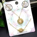 Lovisa 2pc pendent chain locket & bracelet with semi precious stone necklace for girl Trendy high quality golden. 