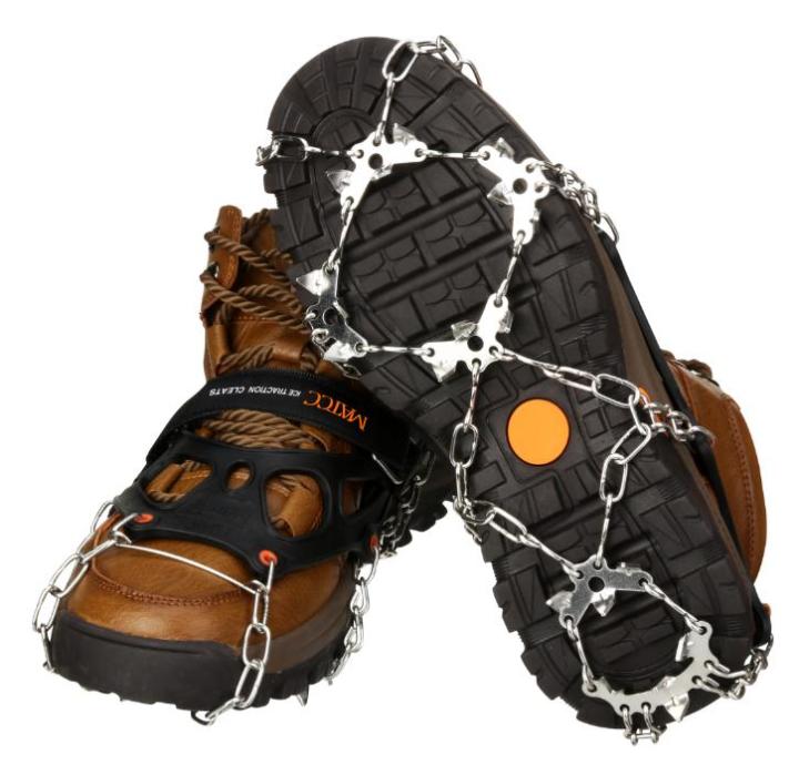 MATCC Ice Crampons with 19 Anti-Slip Stainless Grippers for Walking & Hiking & Mountain - MEDIUM SIZE