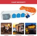 Main Supply Unit - Electric Hook Up for Camping - Water Resistant Extension Lead 15m - Mains Supply Unit with 3 Sockets for Motorhome / Caravan & Camping - Electric Hook Up Cable UK Plug. 
