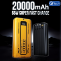 Q125 Cyberpunk Powerbank 20000mAh with 66W Superfast PD Output | Built-in 4 Cables | Digital Display for Real-Time Charging Status | Stylish Cyberpunk Design | High-Capacity Powerbank for Android, iPhone, Laptops, and WiFi Routers | Fast Charging & Durabl. 