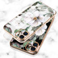 Hontinga for Vivo V17 Back Cover With Lanyard Luxury 6D Plating Shiny Flower Case Soft Silicone Square Mobile Cover. 
