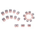 24Pcs Blue G radient Flower Fake Nails with Glue DIY False Nails Wearable Nails Stylish Pattern Artificial Nails. 