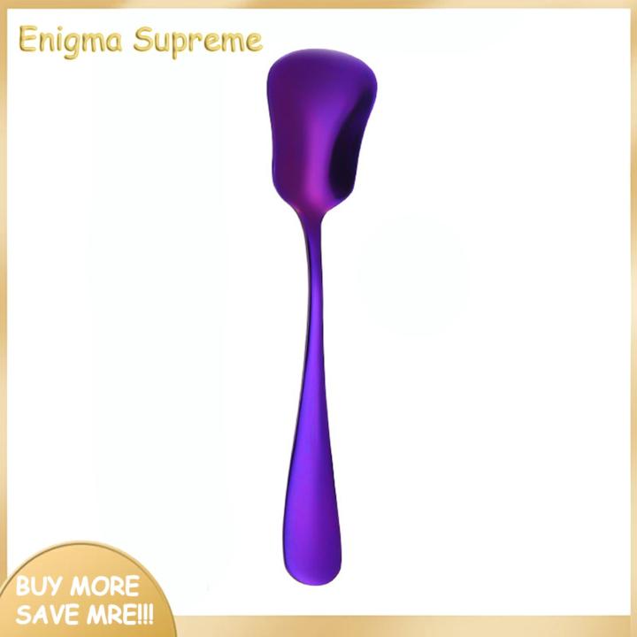 Enigma- Rust-proof Kitchen Utensils Colorful Stainless Steel Long Handle Spoon for Dessert Cake Soup Salad Coffee Ice Cream Kitchen Utensil Cutlery Flatware Comfortable Grip Spoon