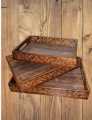 Serving Tray with Handles Set of 3-Large, Medium and Small Tray for Food, Kitchen, Party, Home Décor, Butler or Ottoman Wood Serving Tray Set High Quality Strong Wood. 