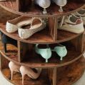 Wooden 4-Tier Revolving Shoe Rack Storage Organizer - Shoe Cabinet Rotating Shoe Rack for Entryway Living Room Hallway. 