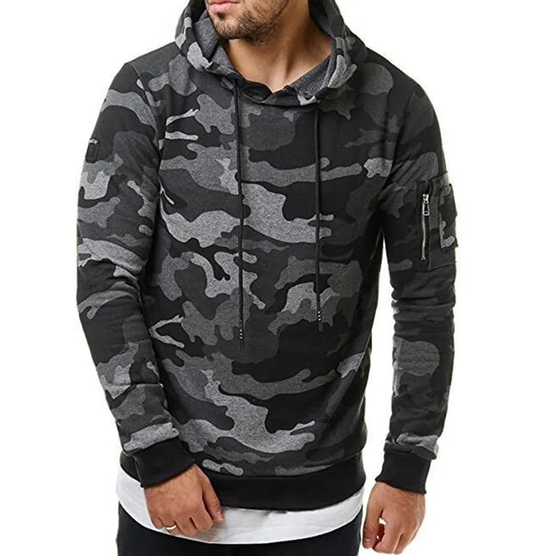 elegantstunning Men Long Sleeves Hoodie Fashion Camouflage Printing Casual Sweatshirt Large Size Slim Fit Pullover Sweater Daraz.pk