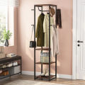 Customised Coat Rack with Shelves, Freestanding Hall Tree with 3 Shelves and 8 Hooks, Industrial Clothes Stand for Entryway, Customizeable. 