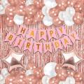 Rose Gold Birthday Decoration Set For Birthday Decorations Party, Birthday Celebration Kit, Set For Girls Women Mom - Balloons, Banner, Foil Curtain, Foil Balloon. 