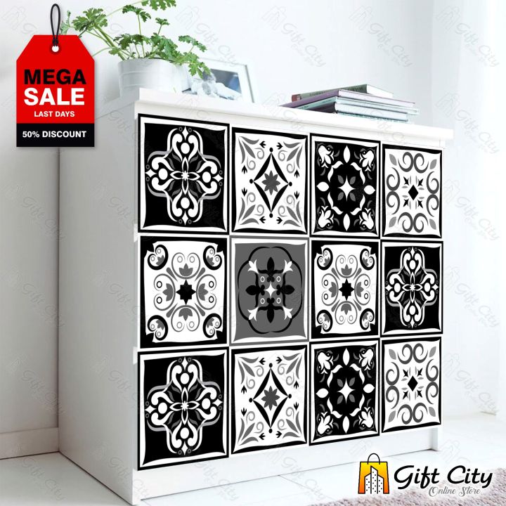 Gift%20City%20Presents%20Black%20and%20White%20Multi%20Pattern%20Design%20Wall%20Decorative%20Self%20Adhesive%20Tile%20Stickers%20Multiple%20Quantity%20-%2012x12%20cm%20for%20Bathroom%20Kitchen%20Wallpaper%20Decoration%20-%20Gift%20City%20-%20Image%206